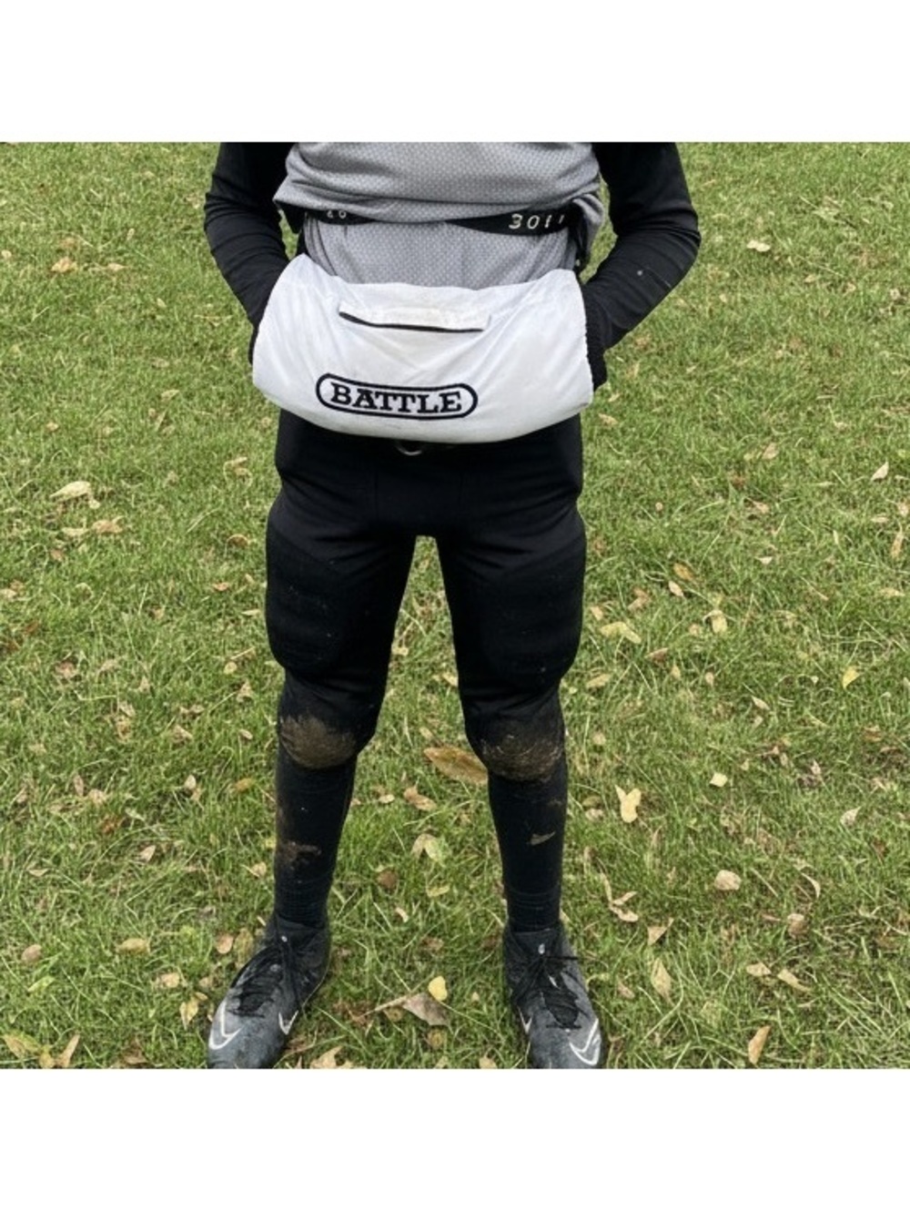 Battle Youth White Football Hand Warmer Muff with Adjustable Strap